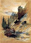 Thomas Moran Famous Paintings - The Devil's Den on Cascade Creek